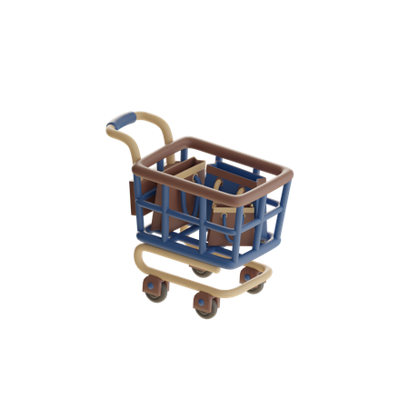Shopping Cart With Shopping Bag  3D Icon
