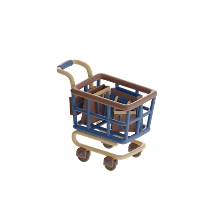 Shopping Cart With Shopping Bag  3D Icon