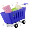Shopping Cart With Shopping Bags