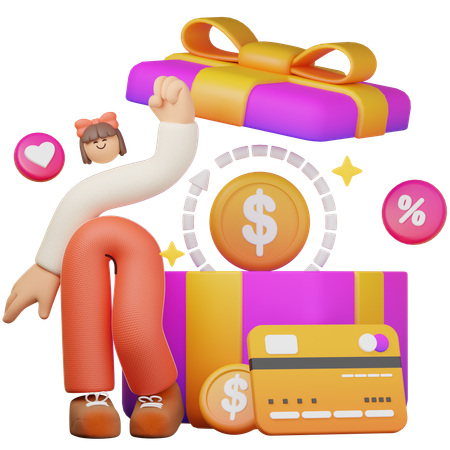 Shopping Cashback Reward 3D Illustration