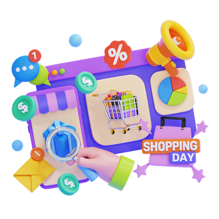 Shopping Day Promotion  3D Illustration