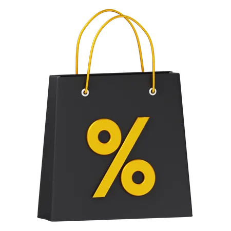 Paper Bag For Shopping With Percent Black Friday 3 D Icon Illustration Vector Happy Shopping With Discount And Hot Sale 3D Icon