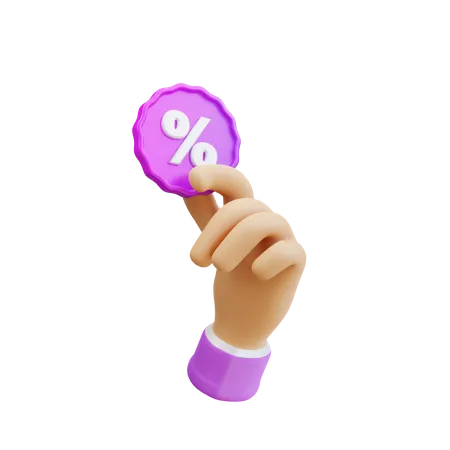 3 D Hand Gesture With Discount Badge Illustration 3D Icon