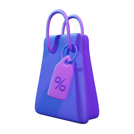Shopping Bag With Discount Label Download This Item Now 3D Icon