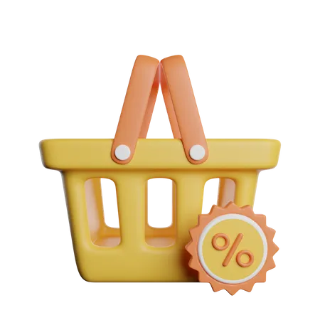 Shopping Basket Discount 3D Icon