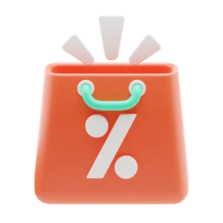Shopping Bag With Discount 3D Icon