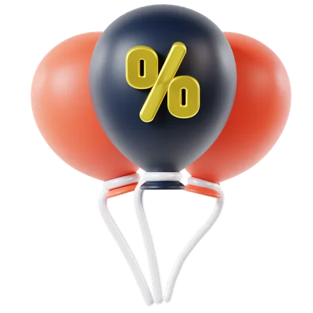 Shopping Discount Balloon  3D Icon