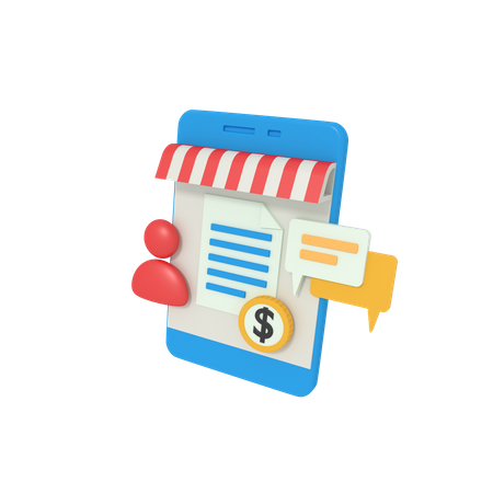 Shopping invoice on phone  3D Icon