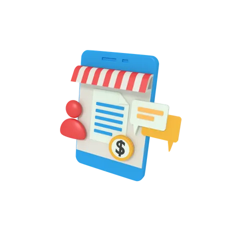 3 D Illustration Of Shopping Invoice On Phone 3D Icon