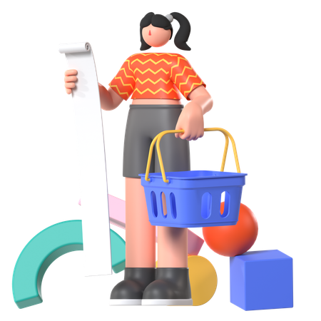 Shopping List  3D Illustration