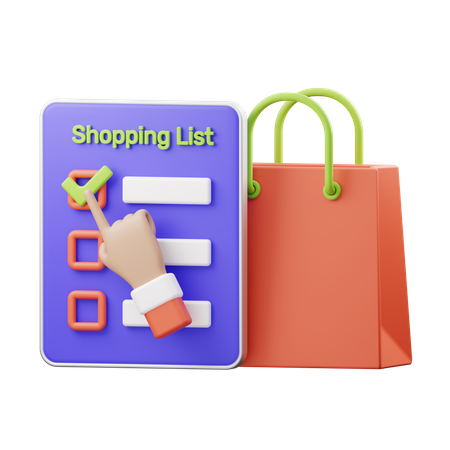 Shopping List  3D Illustration