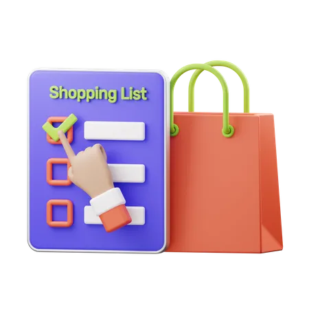 Shopping List  3D Illustration