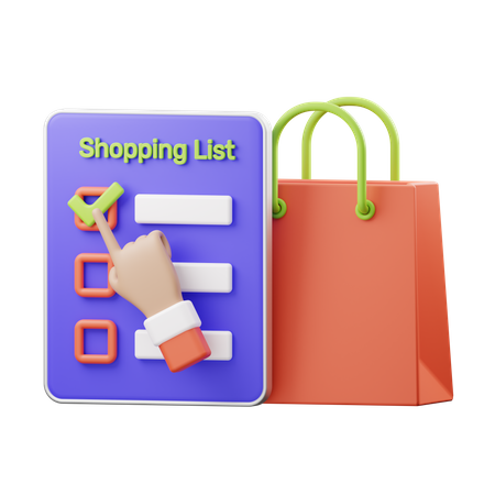 Shopping List 3D Illustration
