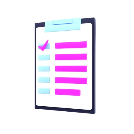 3 D Render Clipboard Checklist Illustration 3D Icon