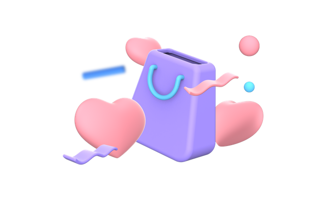 Shopping Love  3D Illustration