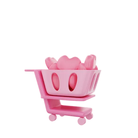 3 D Pink Love Cart Illustration Object 3D Illustration