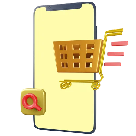 3 D PHONE CART WITH HIGH QUALITY RENDER AND TRANSPARENT BACKGROUND 3D Icon