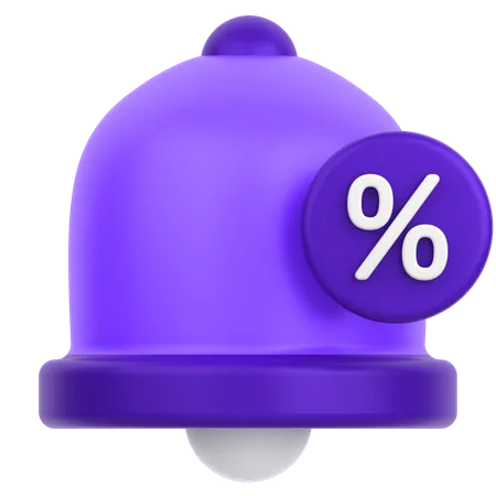 3 D Icon Of A Bell With Discount Sign 3D Icon