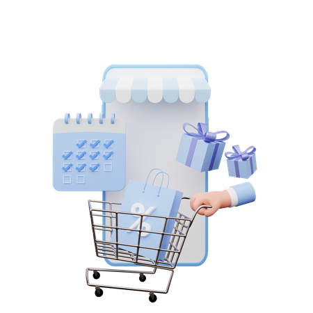 Shopping on sale day 3D Illustration