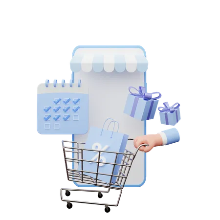 Shopping on sale day  3D Illustration