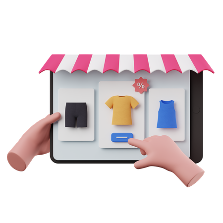 Shopping on Tablet  3D Illustration