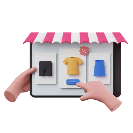 Shopping on Tablet  3D Illustration