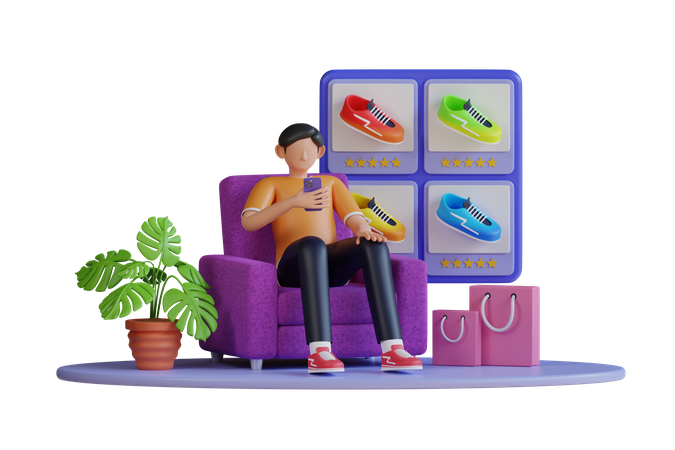 Shopping online  3D Icon