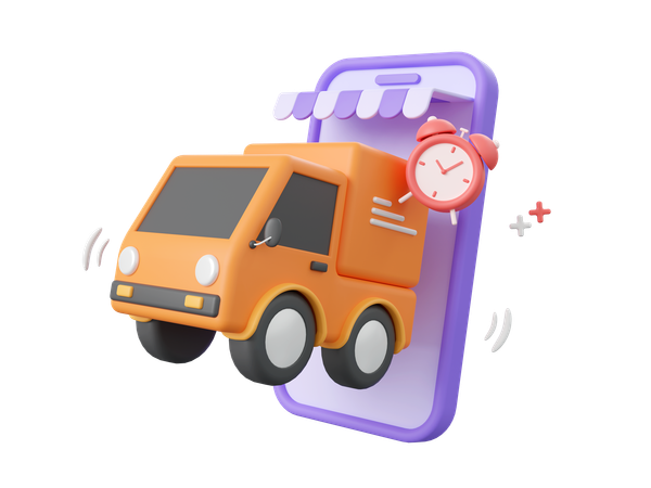 Shopping online and delivery by truck  3D Icon