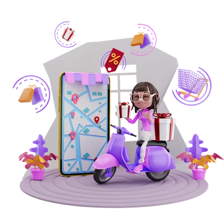 Shopping order delivery  3D Illustration