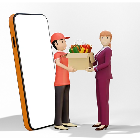 Online Shopping Delivery Service 3D Illustration