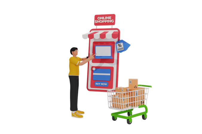 Shopping order payment 3D Illustration