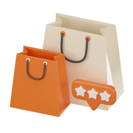 Shopping Bag And Stars Symbolizing The Best Customer Feedback Ideal For E Commerce And Online Shopping Visuals 3 D Render Illustration 3D Icon