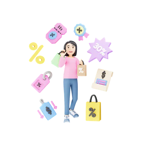 Shopping sale  3D Illustration