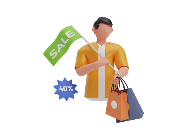 Shopping Sale  3D Illustration