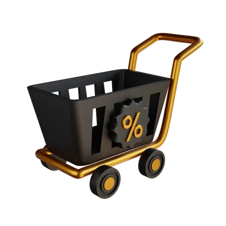 Percent Icon Shopping Cart 3D Icon