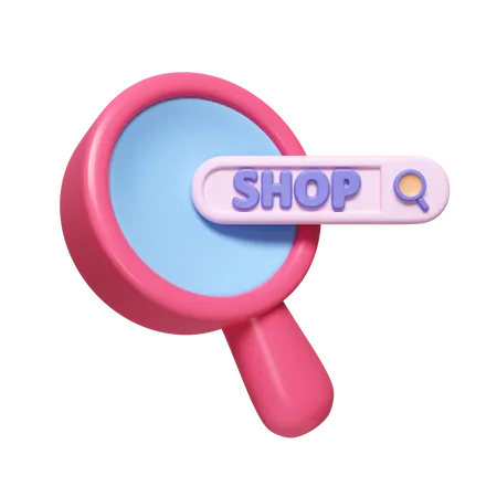 3 D Magnifying Glass Online Shopping Concept Icon Isolated On White Background 3 D Rendering Illustration Clipping Path 3D Icon
