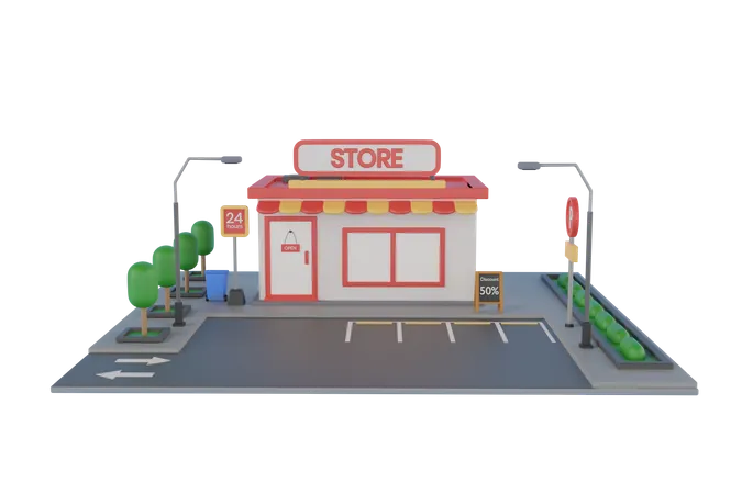 Shopping Store  3D Illustration