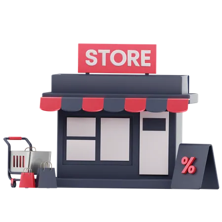 3 D Shopping Store Illustration 3D Icon