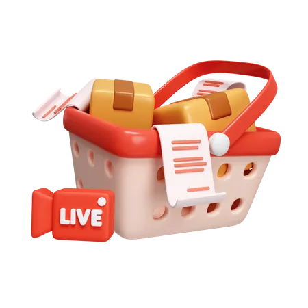 3 D Shopping Online Concept LIVE Streaming For Selling Product On Social Media Icon Isolated On White Background 3 D Rendering Illustration Clipping Path 3D Icon
