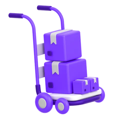 3 D Icon Of A Trolley Carrying Boxes 3D Icon