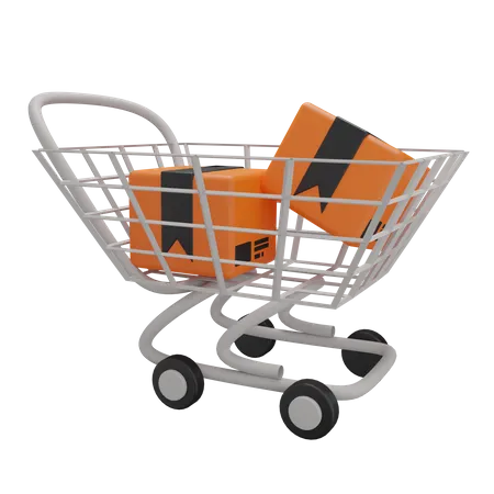 Shopping trolley  3D Illustration