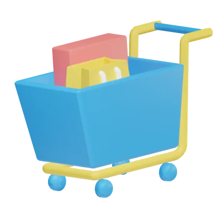 Full Cart Icon With Item 3D Illustration