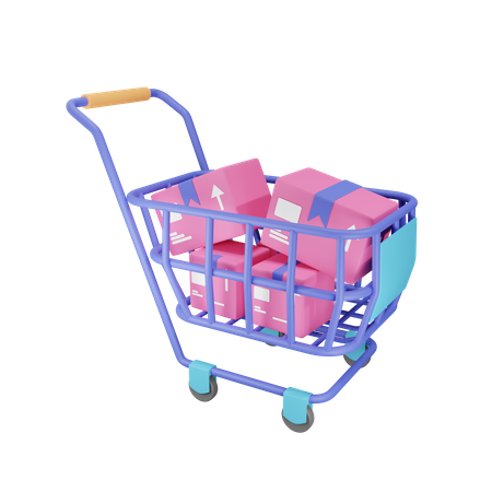 Shopping trolley 3D Illustration