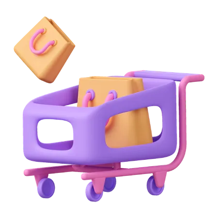 Shopping Trolley 3D Icon