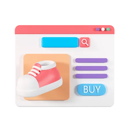 Online Shopping On Web Page Concept E Commerce Website Design 3D Illustration