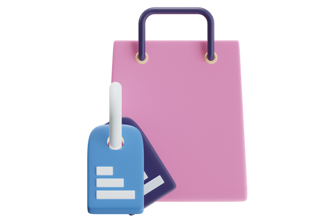Shopping With Price Tags  3D Icon