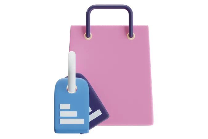 Shopping With Price Tags  3D Icon