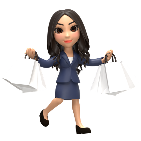 Shopping Woman With Paperbag  3D Illustration