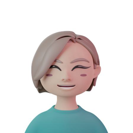 Short bob com franja lateral feminino  3D Icon