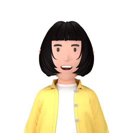 Short hair girl  3D Icon